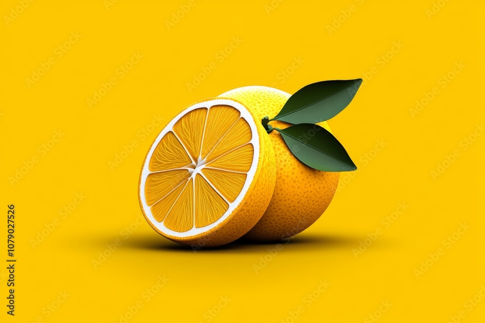 Poster a simple outline of a whole orange with a single leaf, capturing the essence of the fruit in a clean