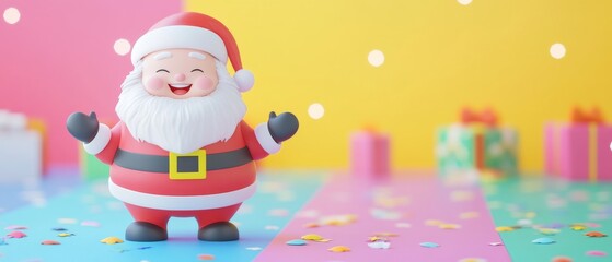 Fototapeta premium Scene is festive and joyful, as the santa is smiling and he is happy