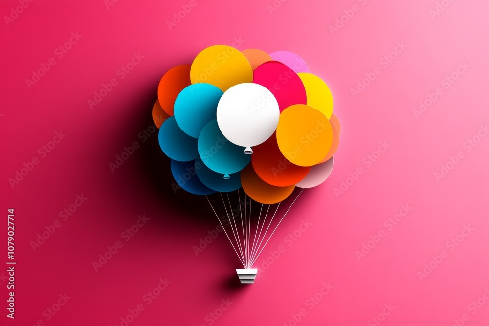 Poster A single balloon icon floating on a plain background, capturing a simple party vibe