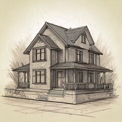 drawing of a house, sketch