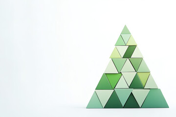 Fototapeta premium Abstrakter Weihnachtsbaum aus grünen Dreiecken auf weißen Hintergrund