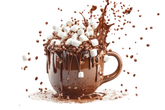 A hot chocolate text effect featuring chocolate sprinkles and marshmallow toppings, styled with a realistic liquid chocolate appearance.