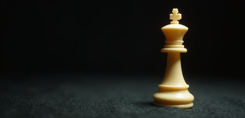 A chess piece on a black surface with a black background