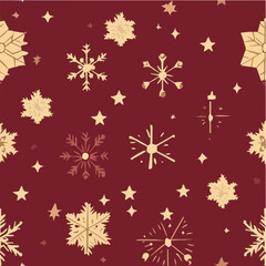 Simple seamless pattern with snowflakes ornaments
