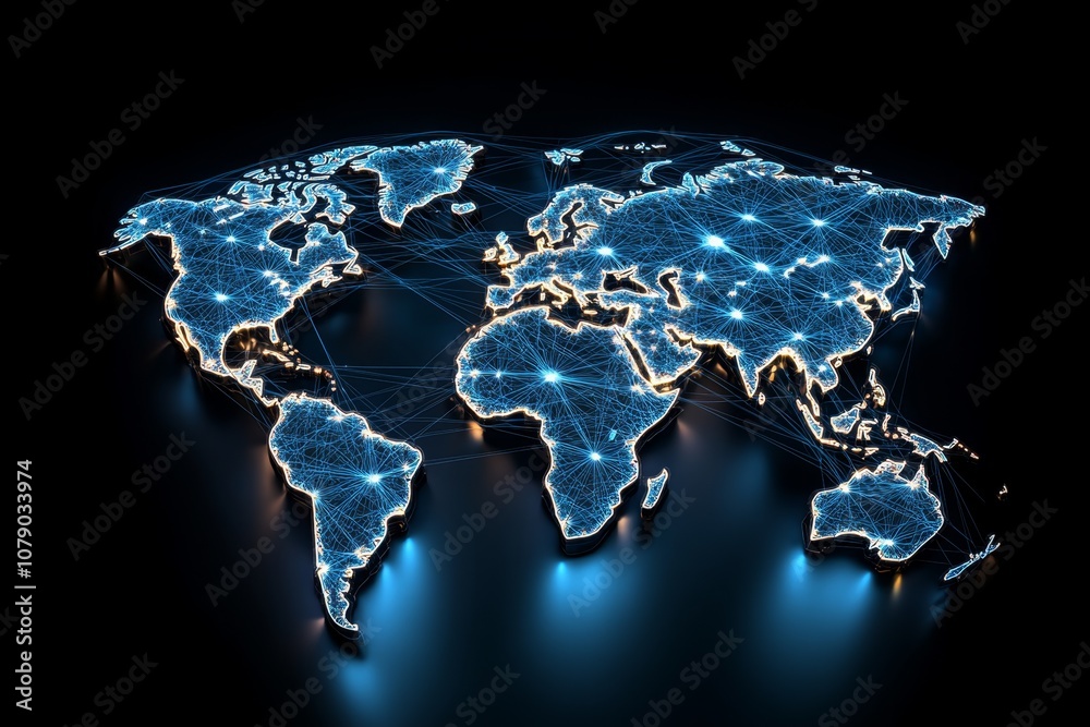 Aufkleber Global map showing interconnected lines, representing the concept of worldwide internet network