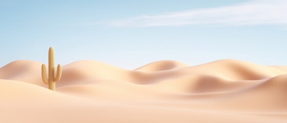 Lively 3D desert with cactus and dunes travel theme
