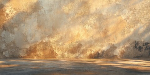 Modern Interior Design. Contemporary Room with Abstract Textured Wall and Open Space. Banner Template for Art Exhibition