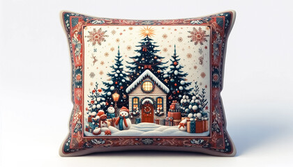 Christmas themed illustration with space for text on white background