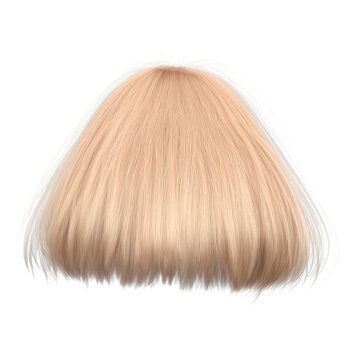 3d render short blonde hair with bangs isolated	