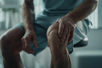 Fototapeta premium Healthcare angle knee pain captured in detail