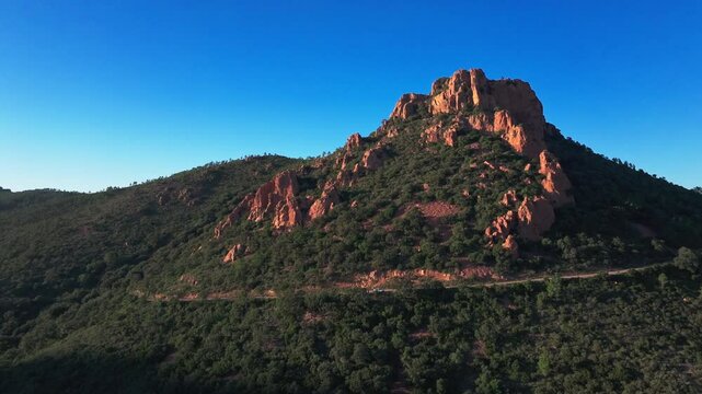 Nice drone view of the Bear Peak of the Massif of Esterel