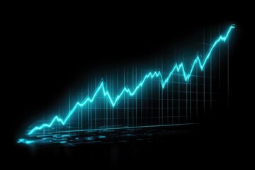 Increasing financial profits shown by glowing chart line trending upwards