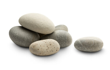 Sea stones on white background