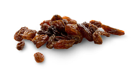 Raisins on the white background