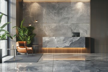 Modern reception lobby area of a luxury hotel