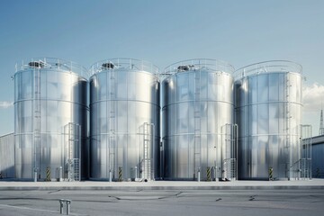 Obraz premium Equipment dairy plant milk factory industry stainless steel