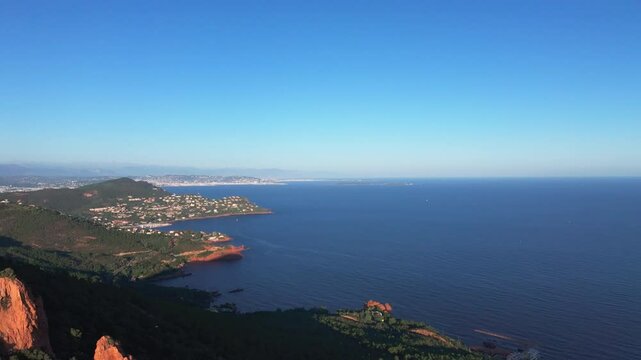 Aerial view of the sea from the Bear Peak of the Esterel massif