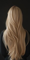 Naklejka premium Elegant Back View Portrait of a Young Woman with Luxurious Blond Hair on Studio Background
