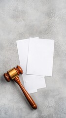 Judge's gavel with KYC identity documents beside it, symbolic, regulatory compliance, identity verification