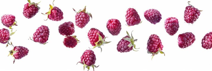 Raspberry closeup view isolated over white background