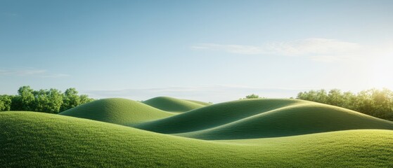 Vibrant 3D hills with dirt path