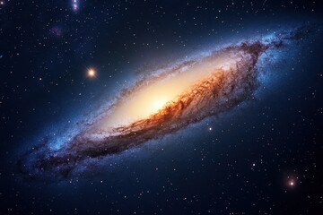 Obraz premium A stunning view of the Andromeda Galaxy showcasing its spiral arms and glowing core at night