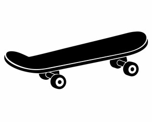 Skateboard icon silhouette vector, skateboard sport illustration, vector skateboard silhouette isolated on white bacground, longboard, extreme sports,three-dimensional board, skater icon sport.