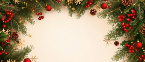 A white background with a red and green Christmas tree with berries