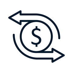 Money transfer concept. Vector linear icon isolated on white background.