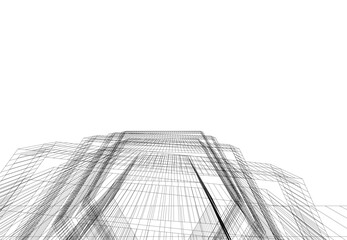 abstract architecture building vector drawing
