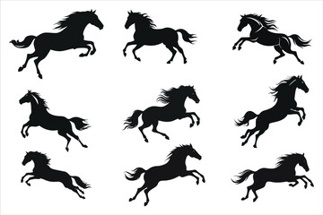 Running Horse Silhouette Bundle Set, Jumping Horse Silhouette Bundle Set, Horse Silhouette Bundle Set
