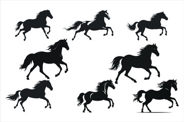 Running Horse Silhouette Bundle Set, Jumping Horse Silhouette Bundle Set, Horse Silhouette Bundle Set