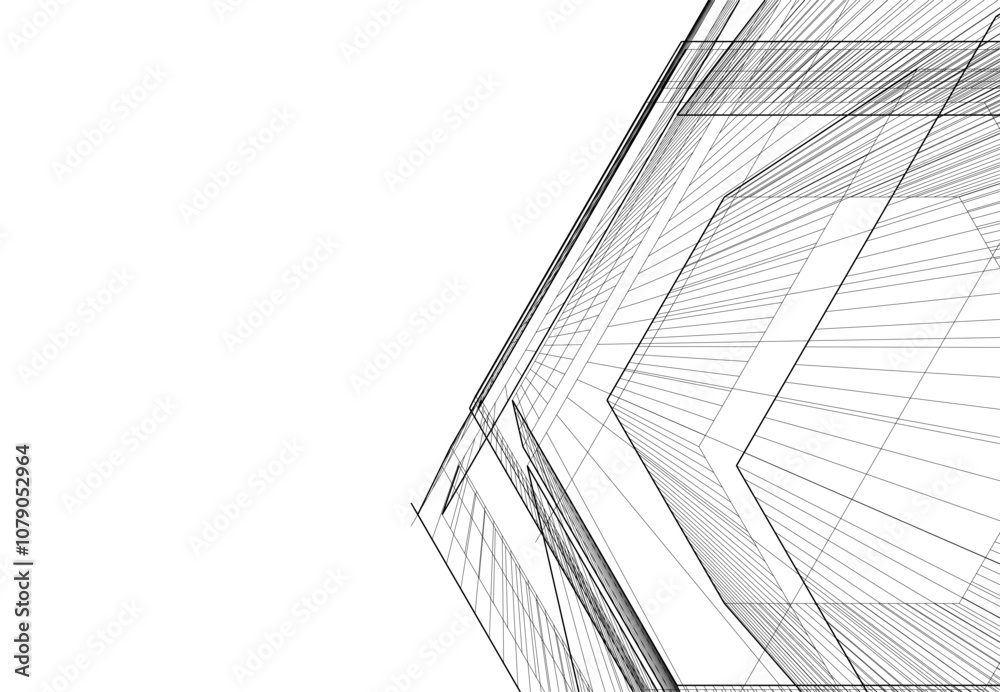 Wall mural abstract architecture building vector drawing