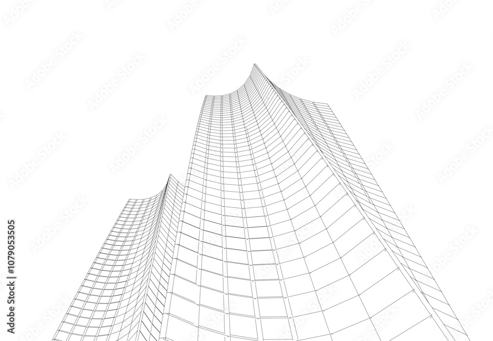 Wall mural abstract architecture building vector drawing