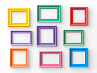 Memory collage template with empty frames isolated on white