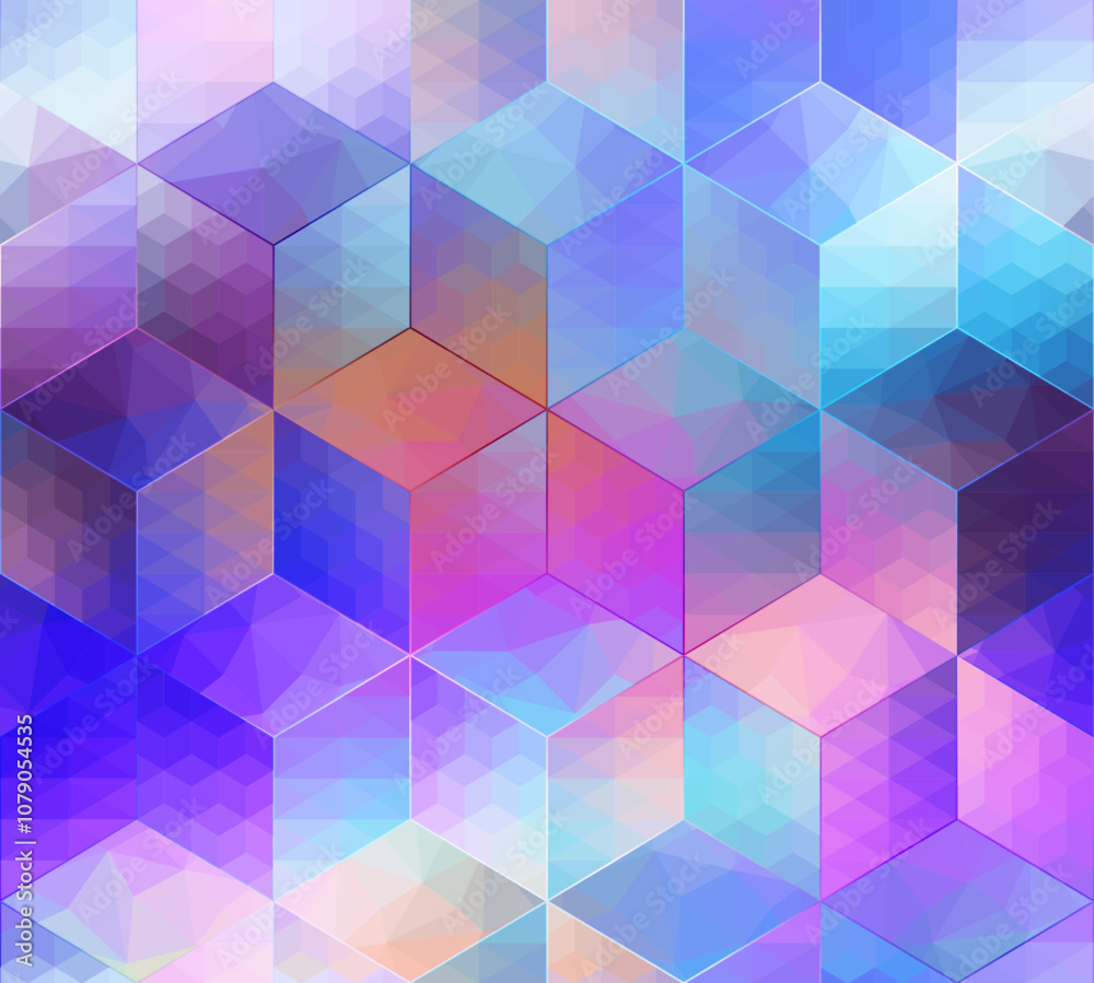 Poster Abstract cubes pattern vector blurred background