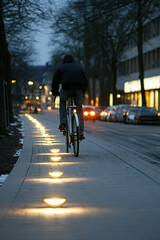Naklejka premium Bike lanes with motion-activated lighting for energy efficiency