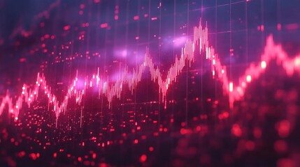Abstract glowing pink chart representing a positive stock market trend.