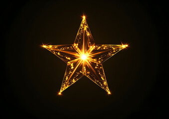 Golden Star Christmas Ornament, Glowing Festive Holiday Decor

