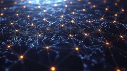 Abstract glowing network with nodes and lines.