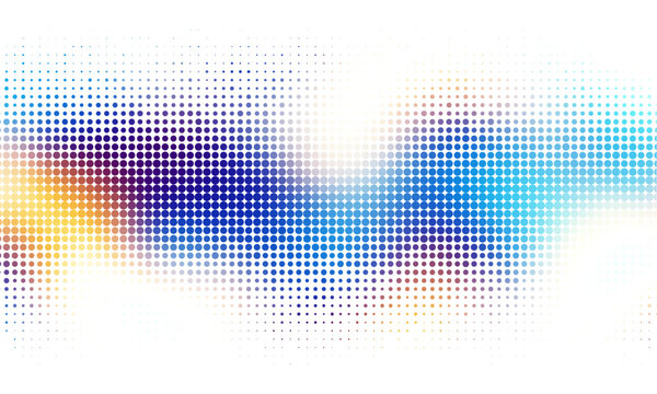 White background with colorful dotted halftone pattern. Abstract design background