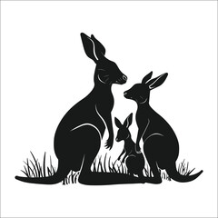 Kangaroo Silhouette Bundle Set on a White Background