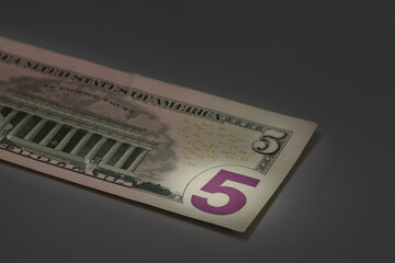 five dollar American bill, concept finance or bank