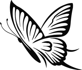 Fototapeta premium Black line art of a butterfly bundle for kids coloring book coloring page doodle art in white background