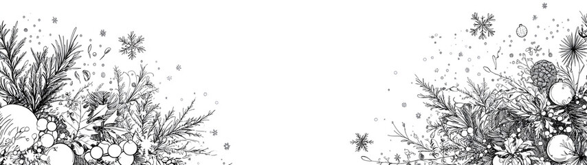 Obraz premium Minimalist White Christmas Background with Snowflakes, Blank Holiday Scene