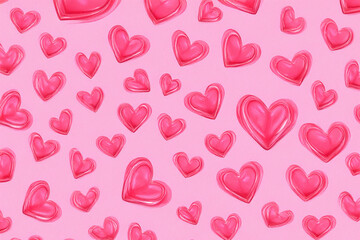 A white background filled with scattered pink hearts