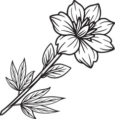 Black line art of a flower for kids coloring book coloring page doodle art in white background