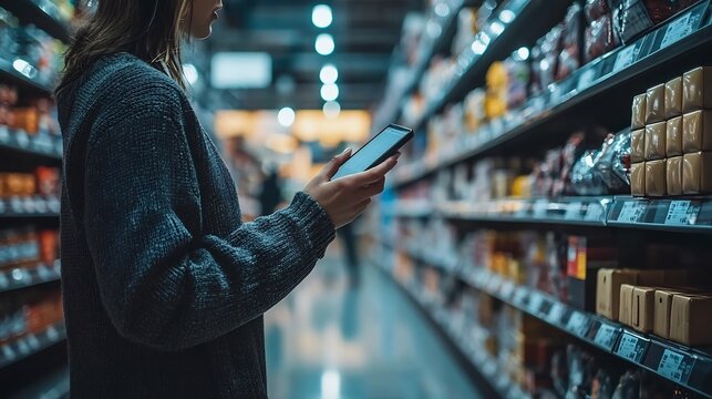 Retail Worker Utilizing Handheld Device to Enhance Shopping Experience