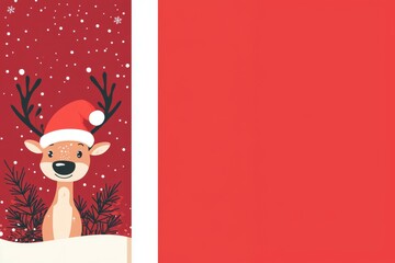 Fototapeta premium Adorable reindeer cartoon character with festive holiday theme