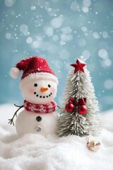 Cute snowman. Winter holiday theme.